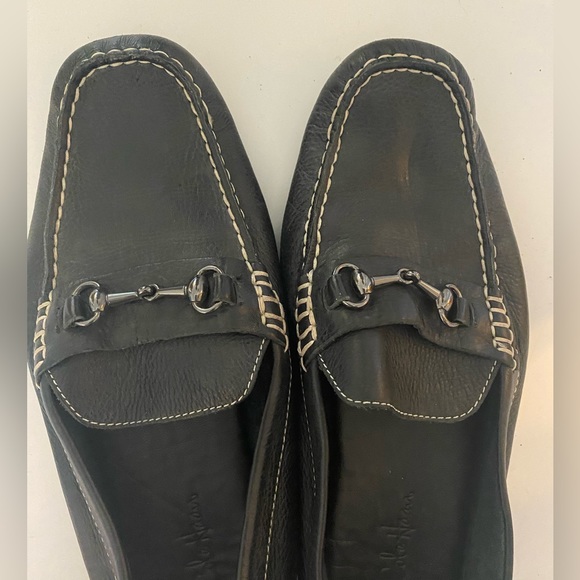 Clark black leather cream stitching loafers - Picture 11 of 12